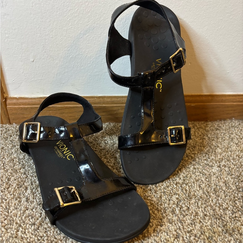 Vionic Black Sandals with Buckle